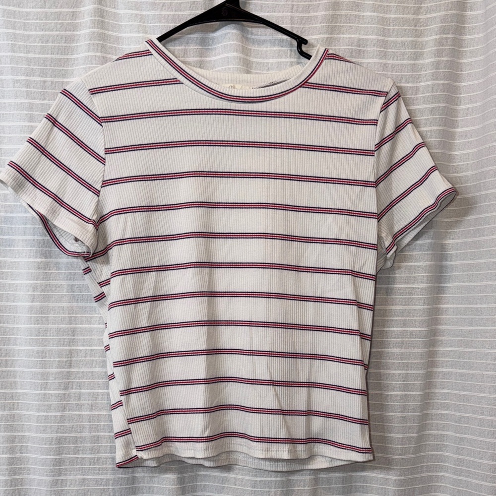 Striped White and Red Women's Crop Top